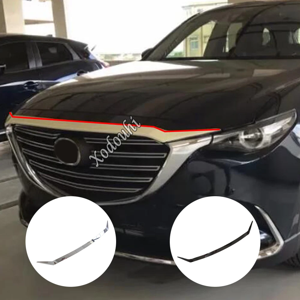 Car Cover Bumper Engine ABS Chrome Trim Front Grid Grill Grille Frame Edge For Mazda CX-9 CX9 2016 2017 2018 2019 2020 2021 2022