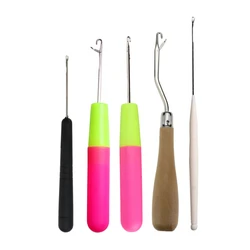 5pcs Latch Hook Set Crochet Needle Dreadlocks Plastice Knitting Hair Extensions Styling Tool For Braiding Weave Wigs Craft