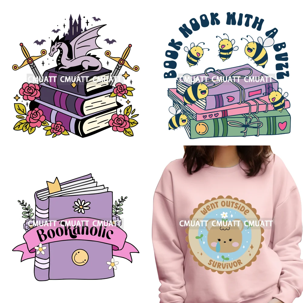 

Стикеры Good Vibes Book Lover DTF для тепловой передачи, стикеры «сделай сам», стирающиеся, водонепроницаемые, с утюгом, готовые к нажатию футболки, позитивные цитаты