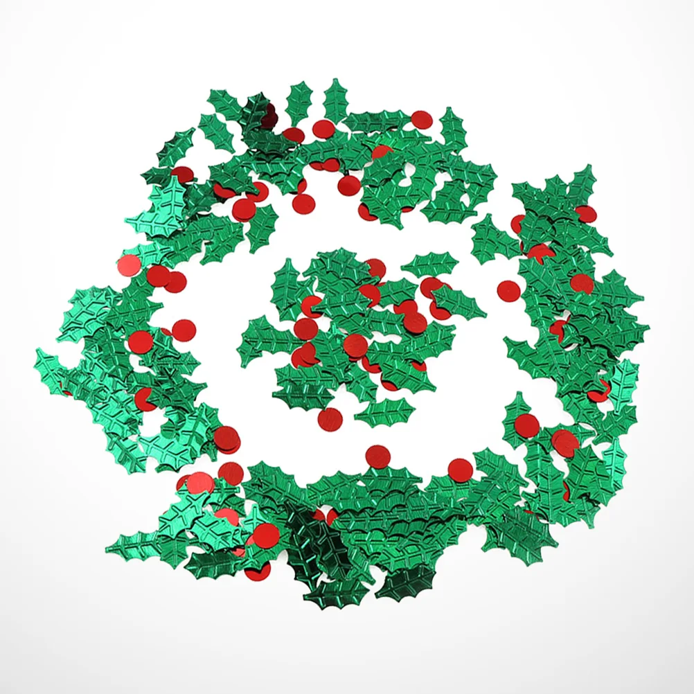 

60G Confetti Sequin Christmas Tree Decor Accessories Reusable Glitter Red Berry Green Leaf Shape Party Supplies