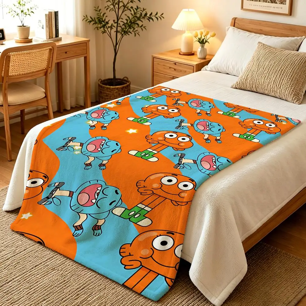 TV The Amazing World of Gumball Throw Blankets Soft Warm Flannel Blanket Bedding for Bed Living room Home Sofa
