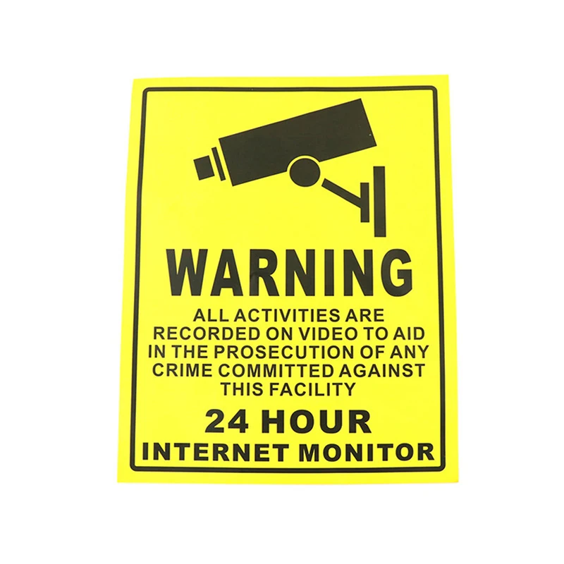 C 1pcs Warning Stickers Surveillance Security Camera Alarm Sticker Waterproof CCTV Video Warning Tape Home Store Decal Signs
