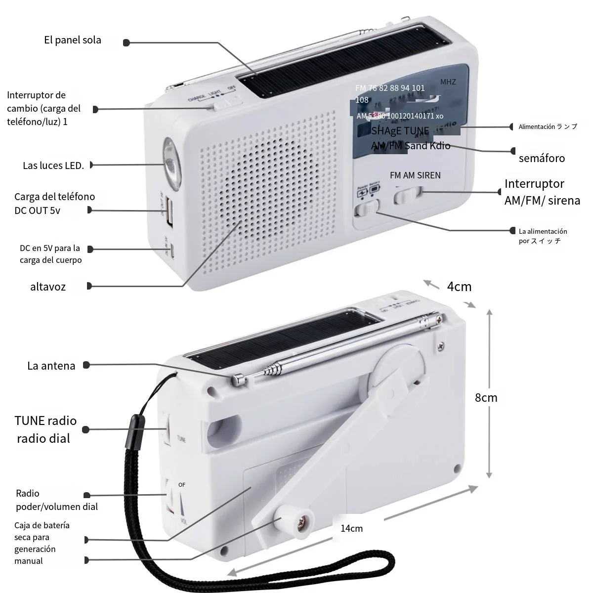 Solar-Powered Hand Crank Radio Solar Multifunctional Flashlight Power Bank Hand-crank Generator Solar Mobile Phone Charging