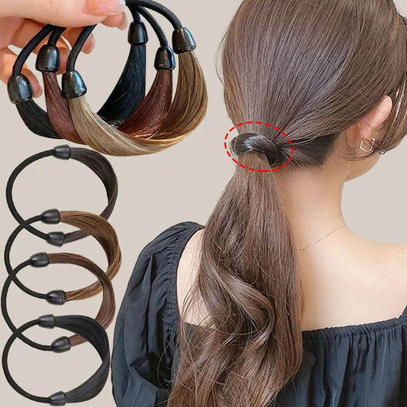 1/4pcs Wig Braided Hair Band for Women Pigtail Type Rubber Bands Korean Style Hair Ring for Girl Hair Extension Ponytail Holder