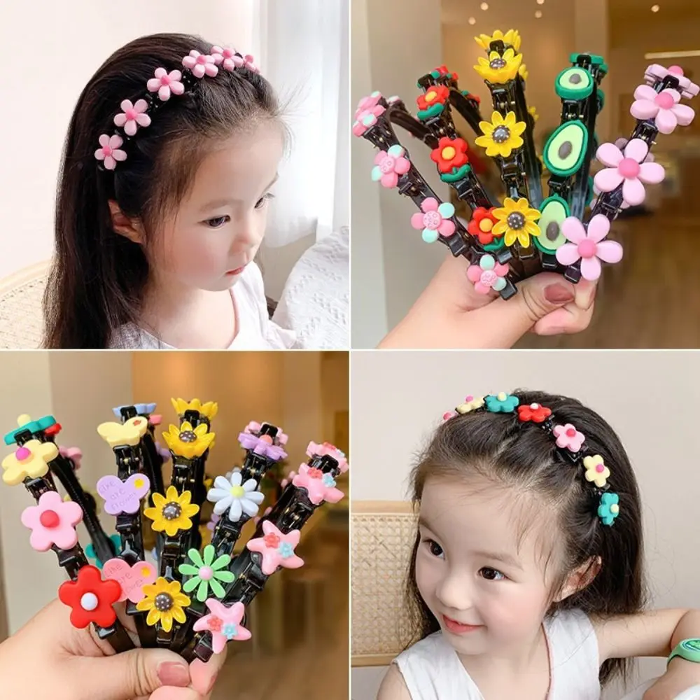 Jepit Rambut Korea Model Double Bangs, Ikat Rambut Kepang Putri, Gelang Rambut Bergelombang Anak, Ikat Kepala Bunga Warna-warni Kawaii