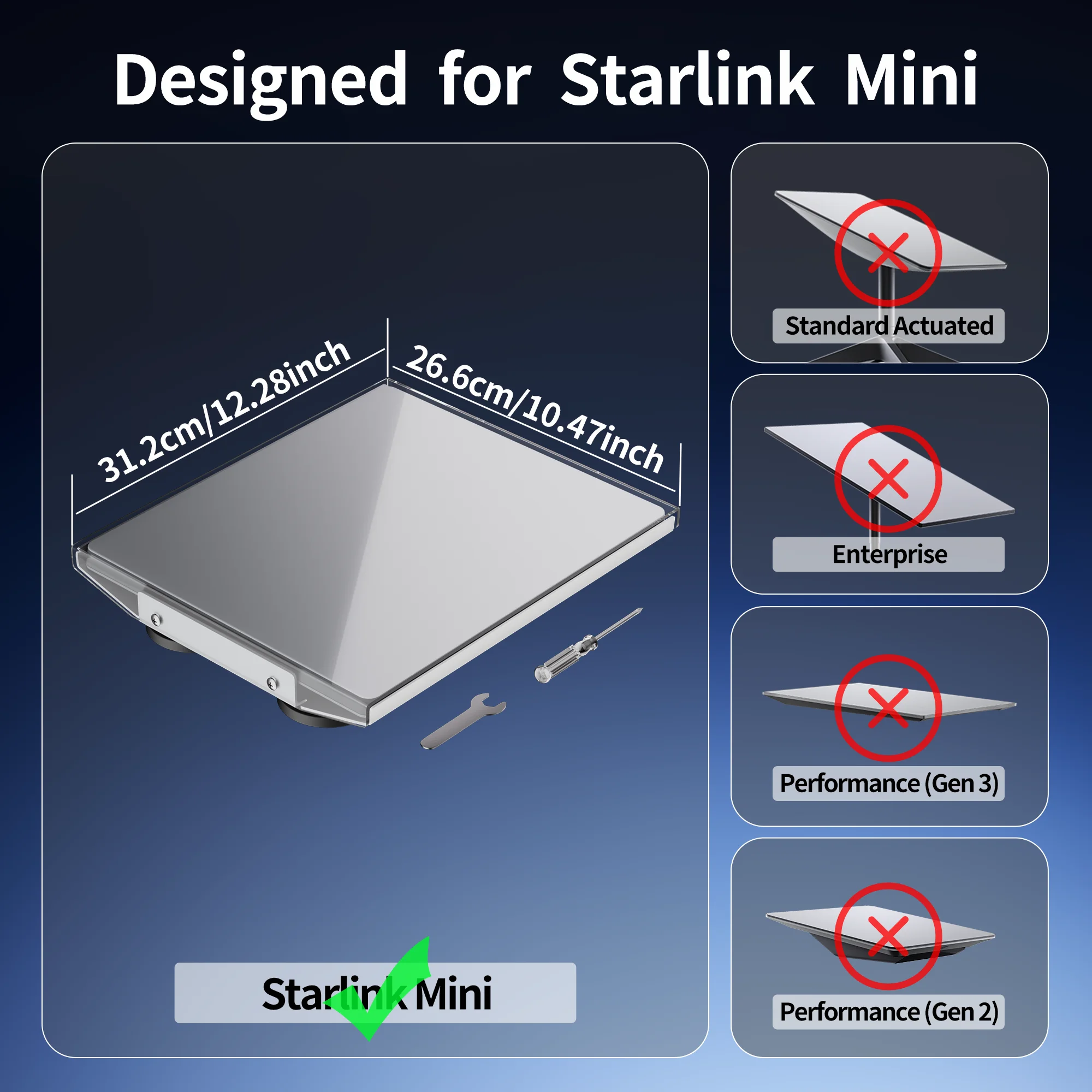 Starlink Mini Magnetic Car Mount with Protective Cover 265 LBS Heavy-Duty Magnet Base Roof Mountwith 3mm PC Shield for RV Truck