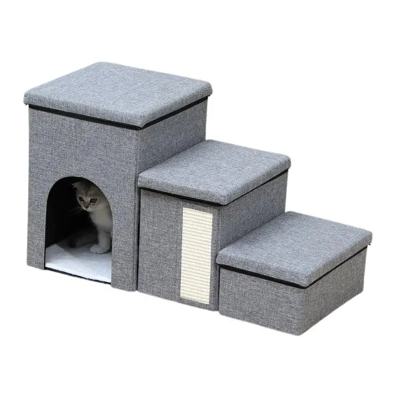 

Dog Stairs With Storage Trunk Organizer Foldable Dog Stairs Pet Ladder Storage Stable Soft Storage Organizer Dog Stairs Steps