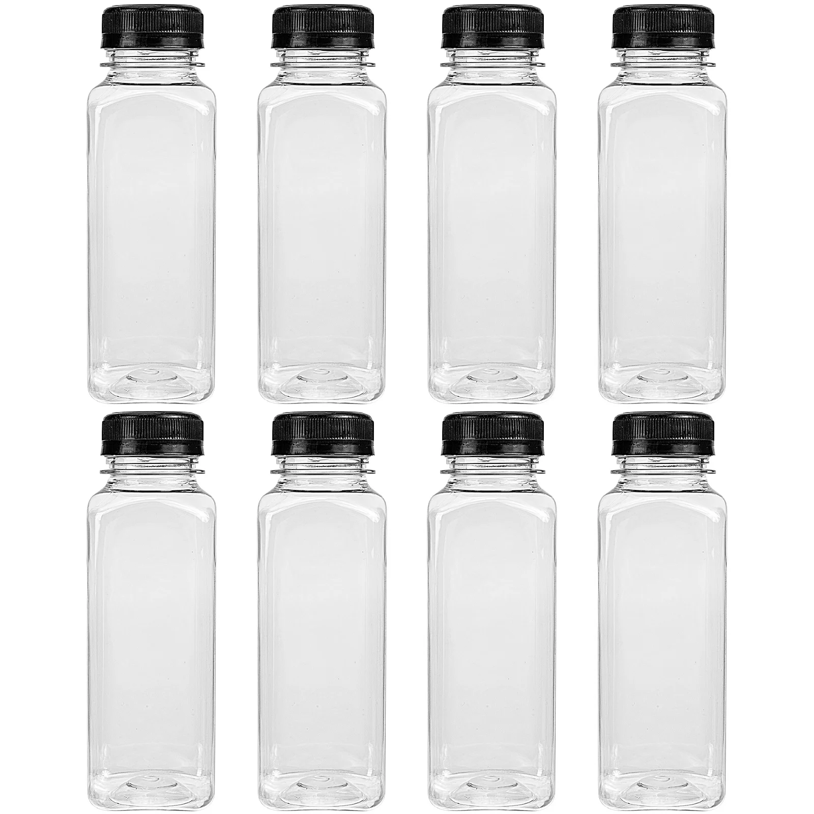 

8 Pcs 300ml Juice Bottle PET Plastic Drink Water Bottles for Refrigerator Storing Homemade Reusable Sealed Lid