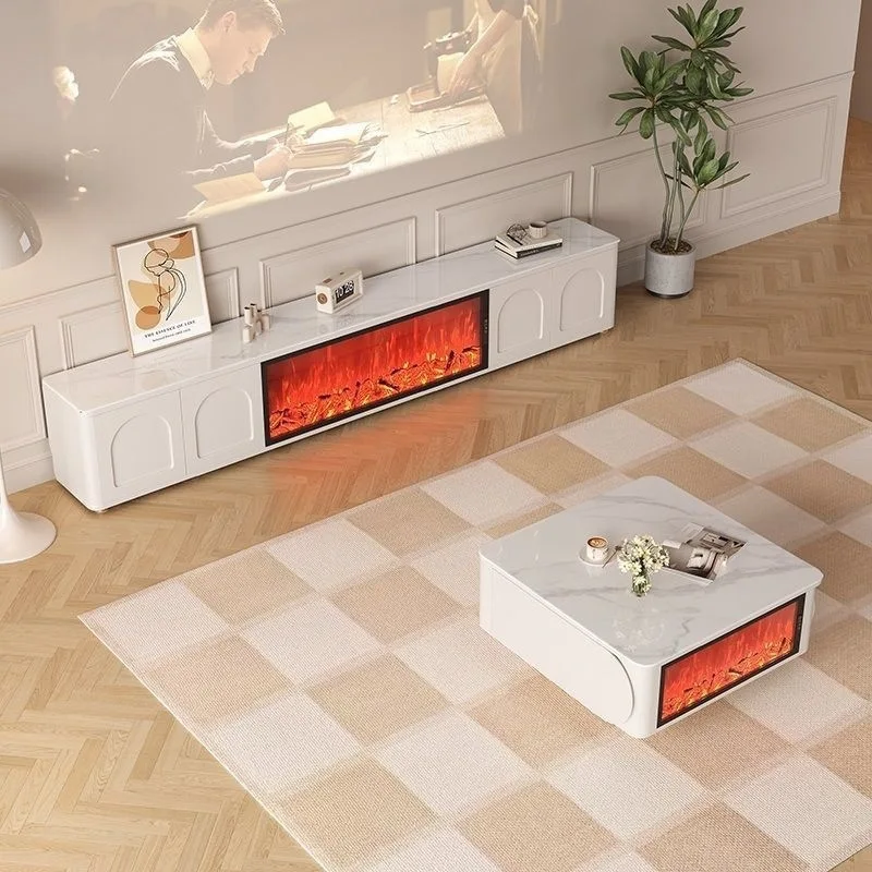 Long Light Tv Cabinet Decoration Simulated Flame Luxury Apartments Tv Cabinet Fireplace White Mueble De Tv Furniture For Home