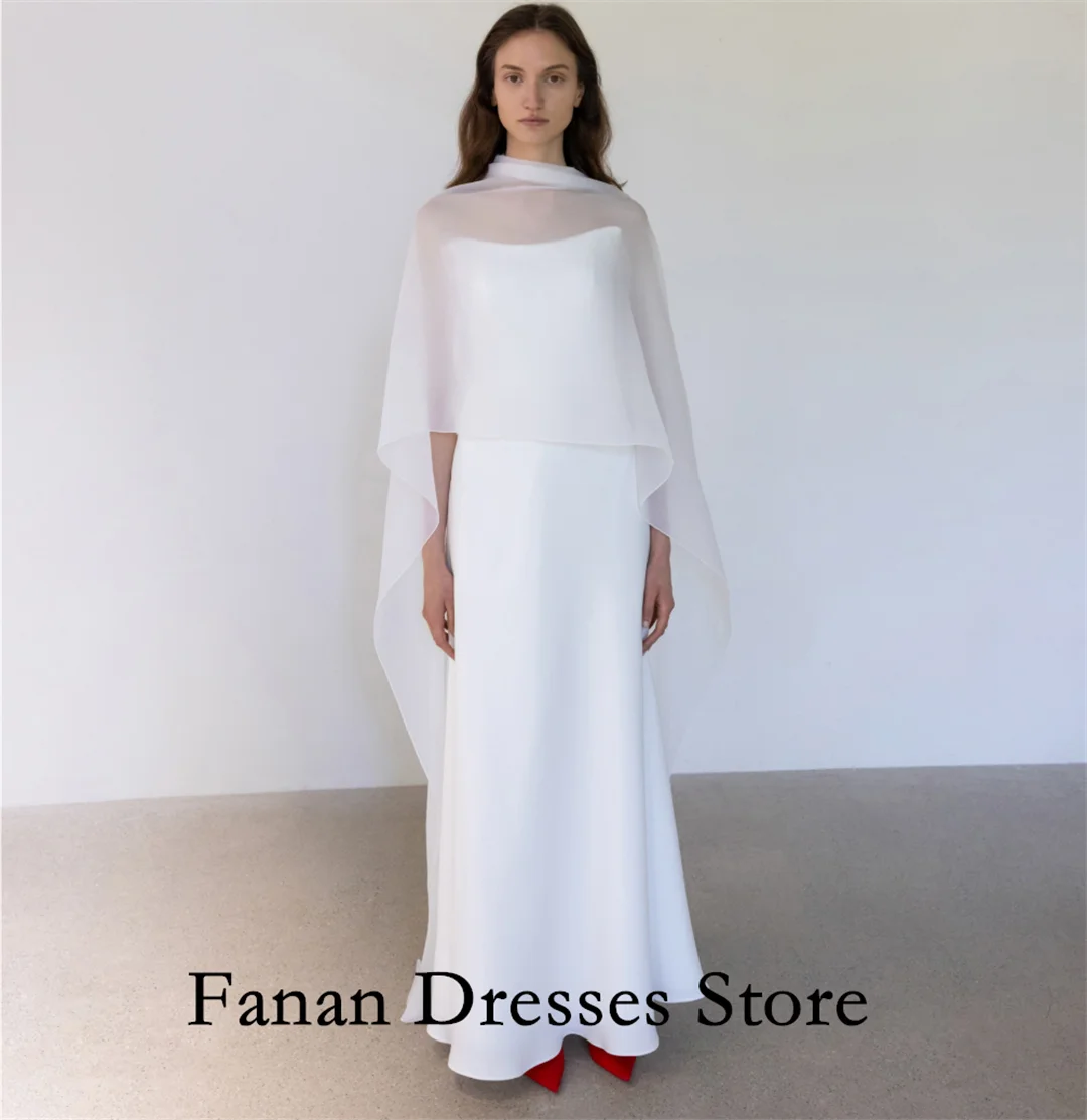 

FANAN Korea 2025 New Design Ivory Satin Two Pieces Organza Cape Wedding Dresses 웨딩드레스 Ivory Customized Pretty Brid