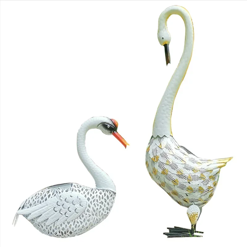 

Garden courtyard outdoor lawn luminous tin animal wrought iron swan solar light