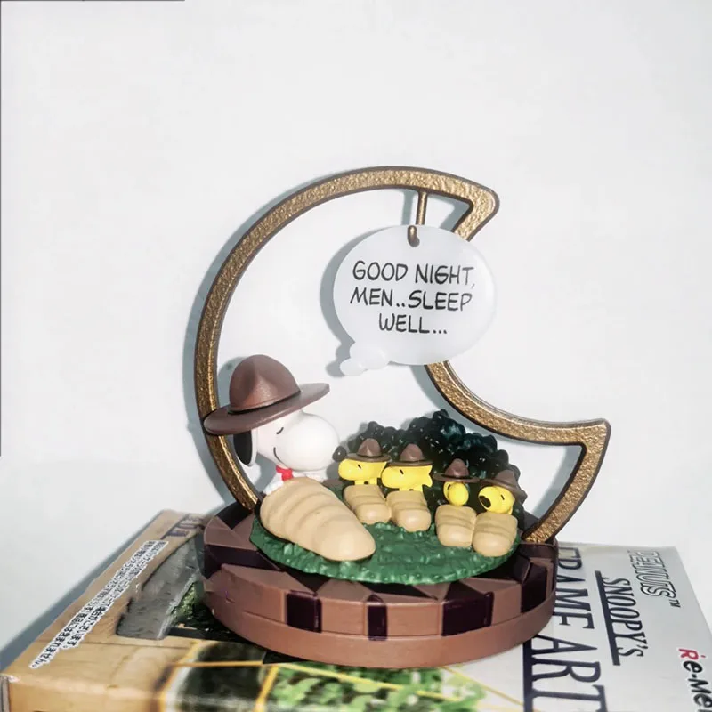 Rement Peanuts Snoopy Frame Art Collection Original Blind Box Mini Diorama Figure Retro Frame Display Model Desk Decor view 5