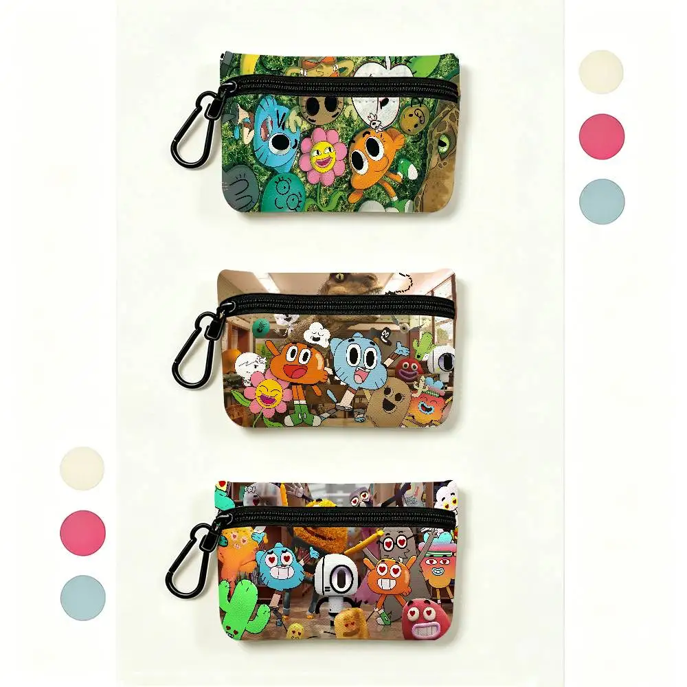 The Amazing Funny W-world Of Gumball Oxford Fabric Zipper Pouch Lightweight Hanging Coin Wallet For Coins ID Cards Keys Lipstick