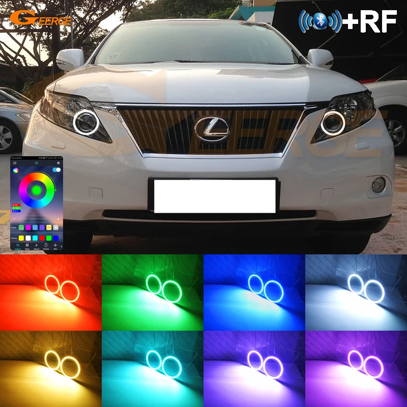 

For Lexus RX RX450h RX350 RX270 2009 2010 - 2012 Day Light Bluetooth APP Multi-Color Ultra Bright RGB LED Angel Eyes Halo Rings