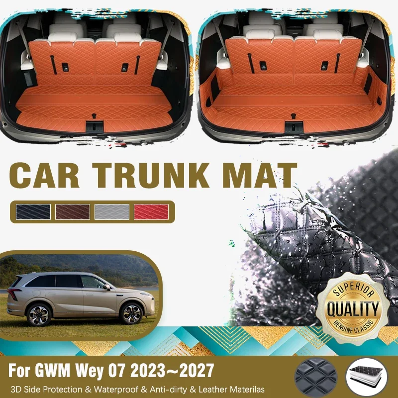 Dywaniki samochodowe do bagażnika GWM Wey 07 Lanshan Blue Mountain 2023 2024 2025 2026 2027 Skórzane pokrowce Cargo Liner Carpets Auto Akcesoria