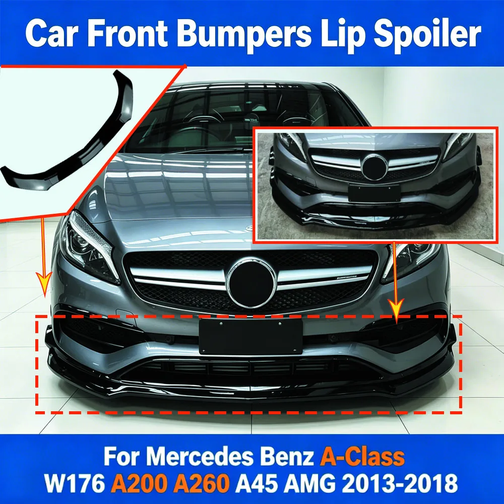 Spoiler de pare-chocs avant pour Mercedes Benz Classe A W176 A200 A260 A45 AMG 2013-2018, kit carrosserie avec lèvre inférieure