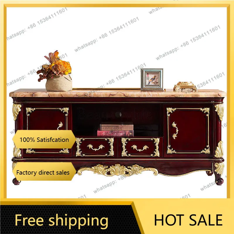 PJ European solid wood carving flower neoclassical furniture storage cabinet