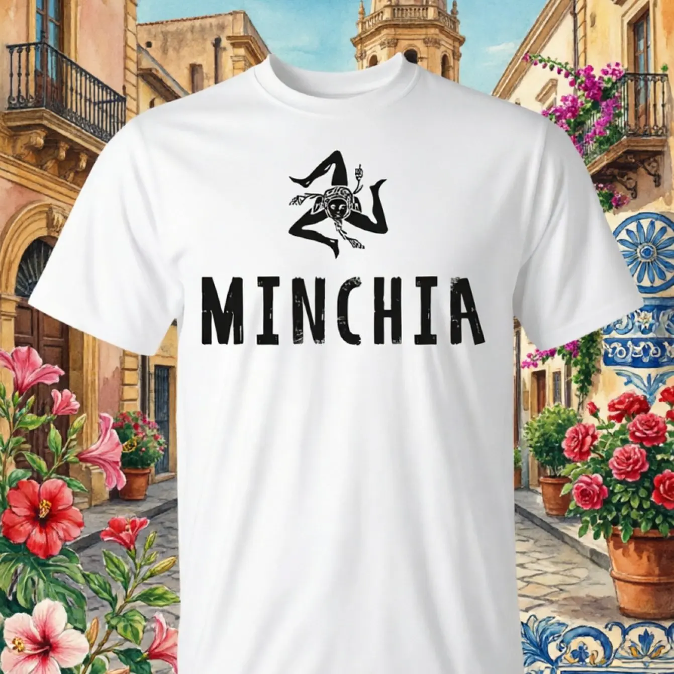 Men's Sicilian Dialect Profanity T-shirt | Black with White 