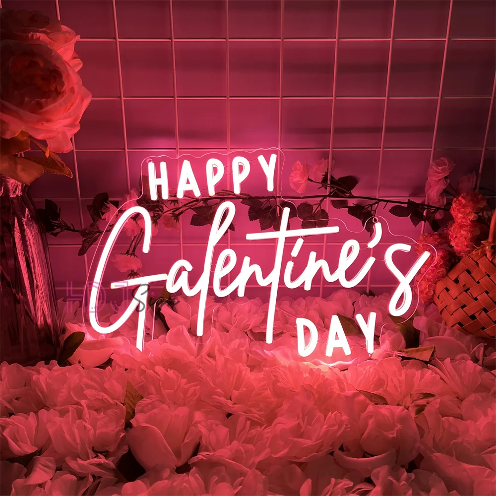 Happy Valentine's Day Neon Sign Beer Bar Party Club Shops Hotel LED Wall Decor Romantic Letter Neon Lights Valentine's Day Gifts
