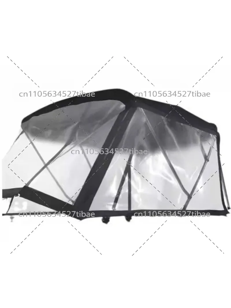 3 Bow Aluminum Boat Bimini Top Canopy with PVC Windshield | Marine Sun Shade and Cover