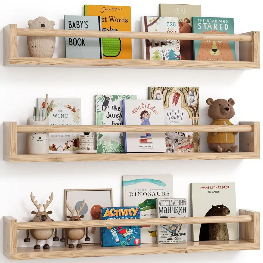 

Книжные полки, набор из 3 шт., настенная книжная полка, книжная полка для детских комнат, настенные книжные полки для спальни детей, плавающая полка, детская D