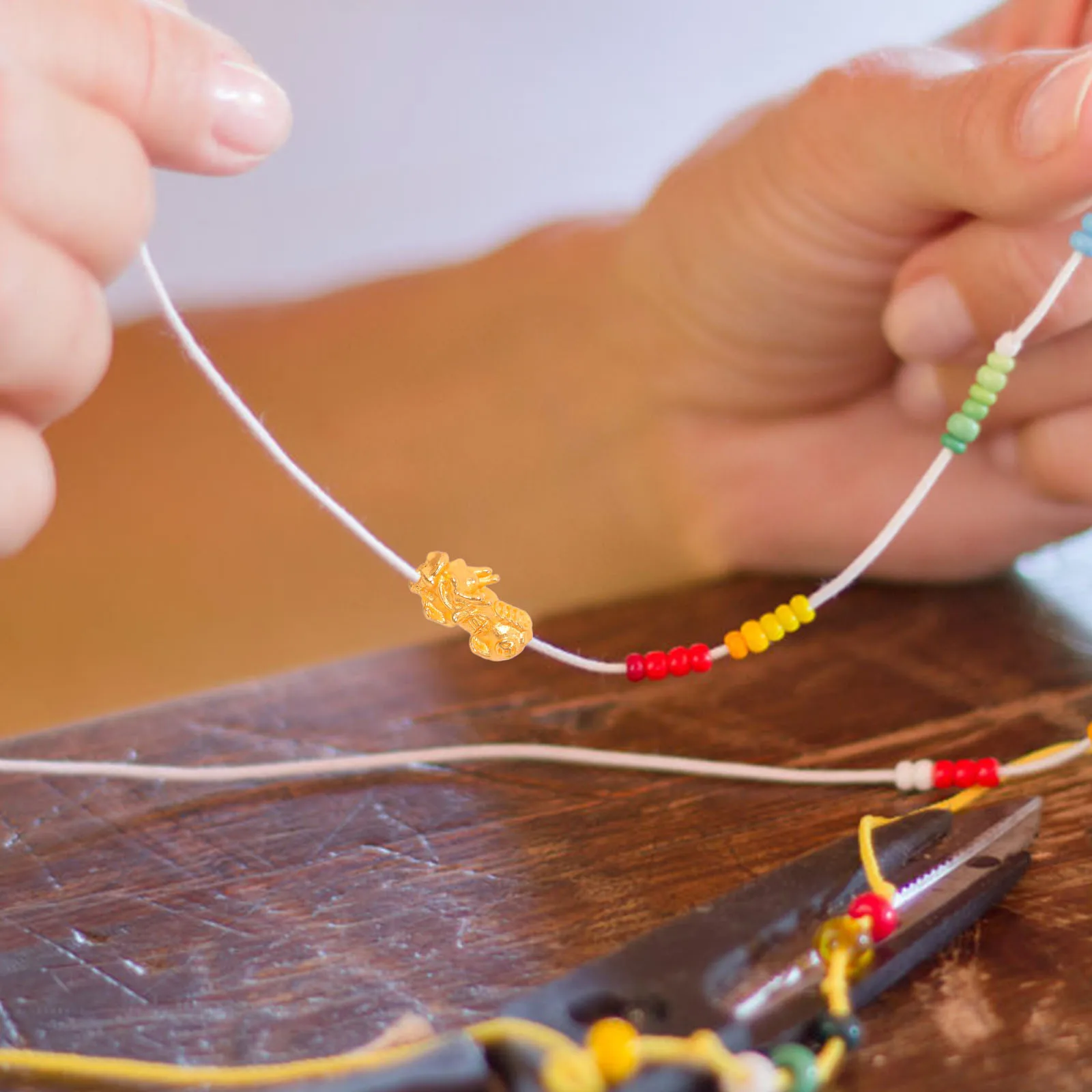 

15pcs Pixiu Spacer Golden Rhinestone Alloy Large Hole Beads For Bracelet Making Jewelry Diy Craft Supplies Feng Shui Lucky Charm