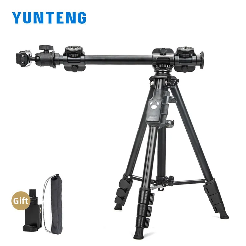 YUNTENG VCT-6109 Haste de extensão de tripé universal profissional Suporte horizontal para fotografia de produtos de estúdio de transmissão ao vivo