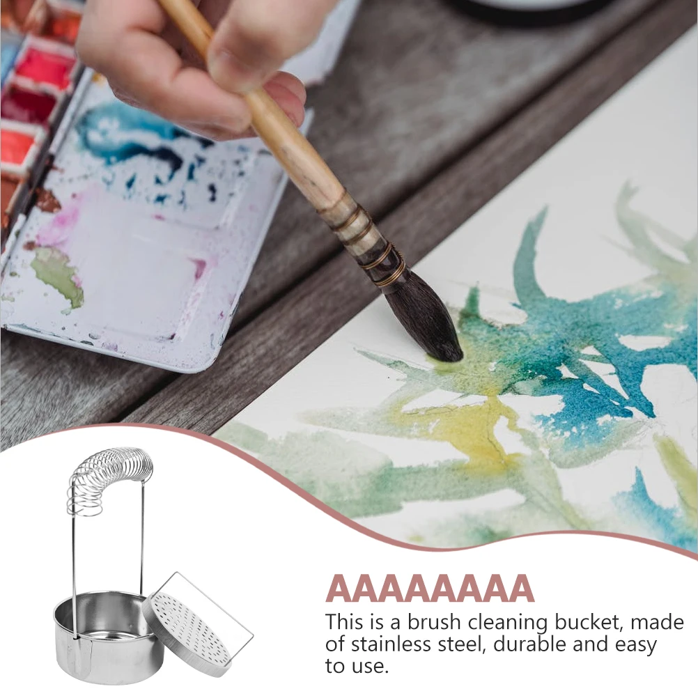غسالة فرشاة طلاء عملية من الفولاذ المقاوم للصدأ، سهلة الاستخدام، لوازم فنية للبالغين والمحترفين، دلو غسيل الفرشاة #2