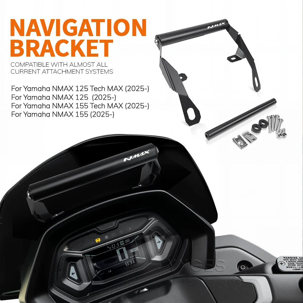 For Yamaha NMAX 155 125 NMAX155 Tech MAX 2025- Motorcycle Navigation Bracket GPS Mount Device Carrier SMART PHONE Adapt Holder