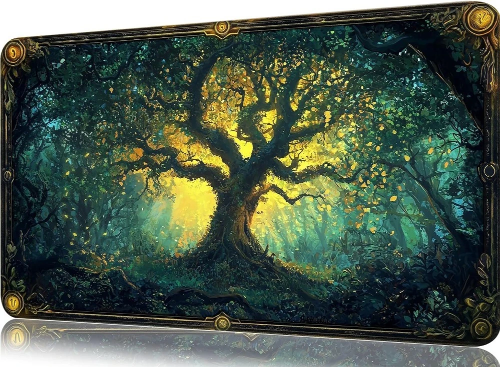 Magic Forest Tree Zoned PlayMat Durable Office Deskpad Parties Gathering Card GameMat Non-slip Keyboard PC Game MousePad Cardmat