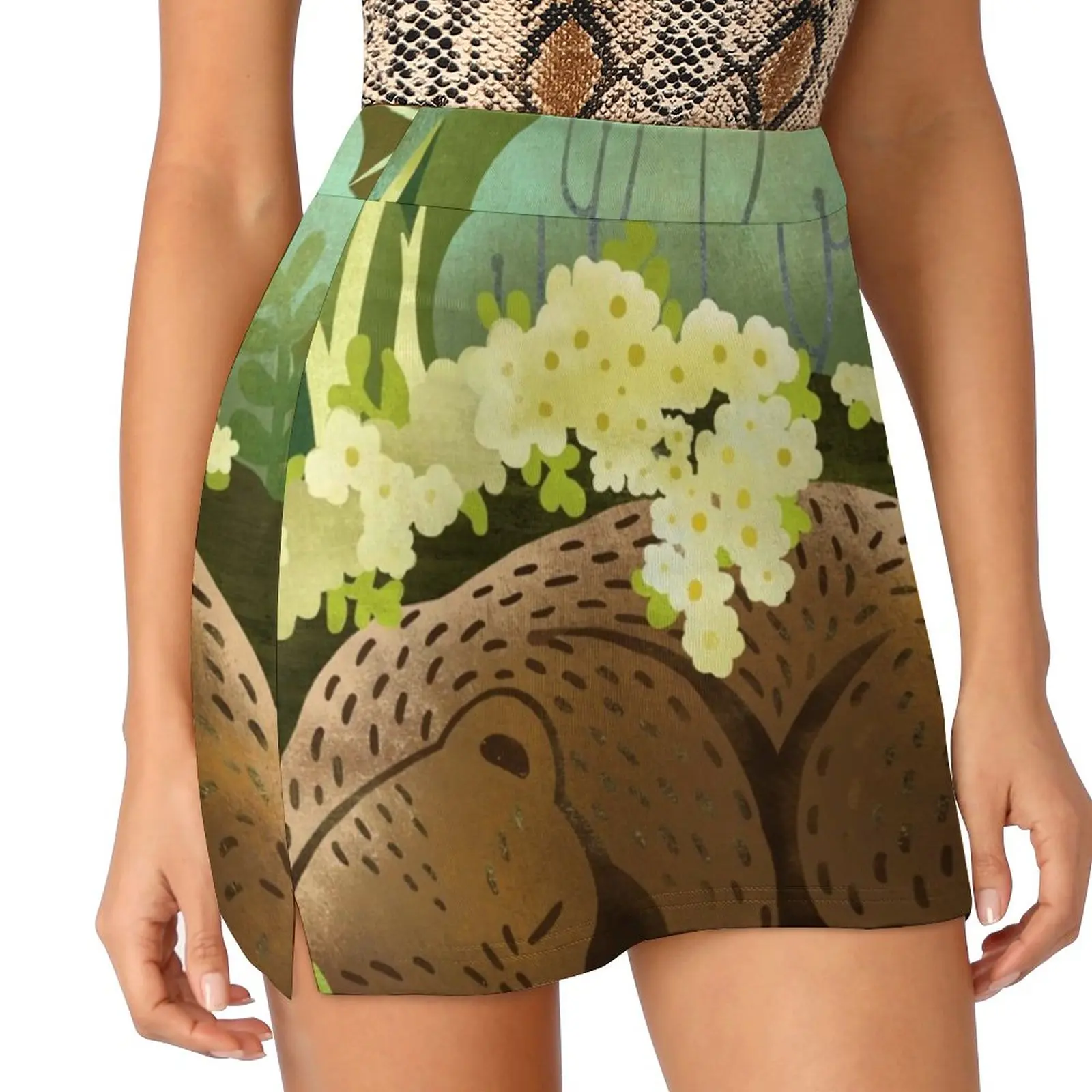 Bear Nest Women's skirt With Pocket Vintage Skirt Printing A Line Skirts Summer Clothes Bear Rbstaycay Nature Animal Trees