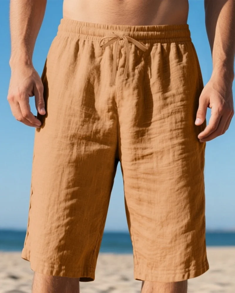 

Men Shorts for Men Cotton Linen Casual Breathable Beach Shorts Men's Short Sweatpants Vacation Gym Basketball