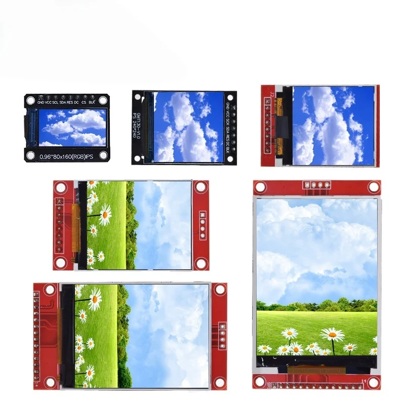 TFT Display 0.96/1.3/1.44/1.77/1.8/2.0/2.4/2.8 inch IPS 7P SPI HD 65K Full Color LCD Module ST7735 Drive IC 80*160 For Arduino