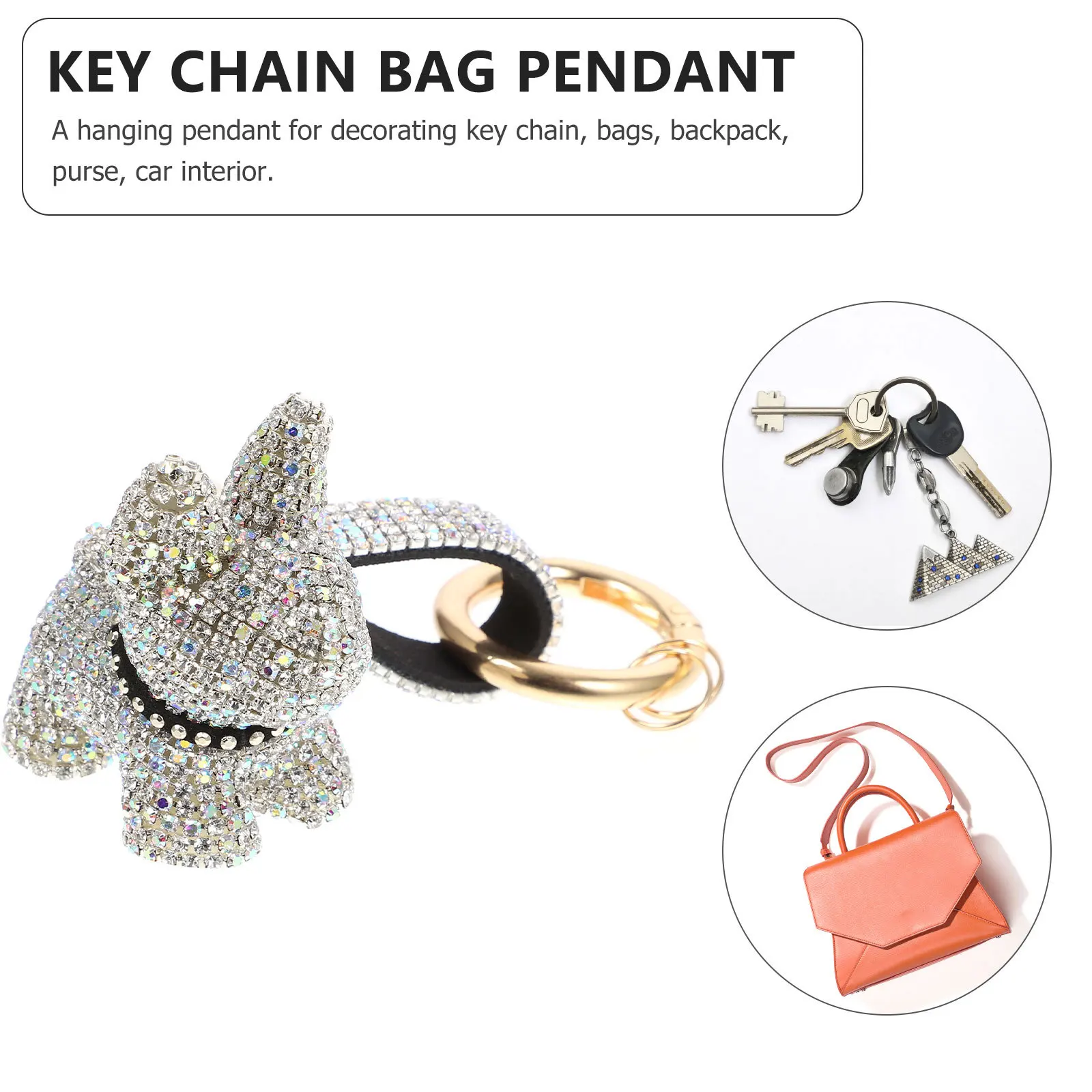 

Rhinestone Key Ring Chic Hanging Pendant for Bag Backpack Dog Key Chain Decoration Rhinestone Dog Pendant