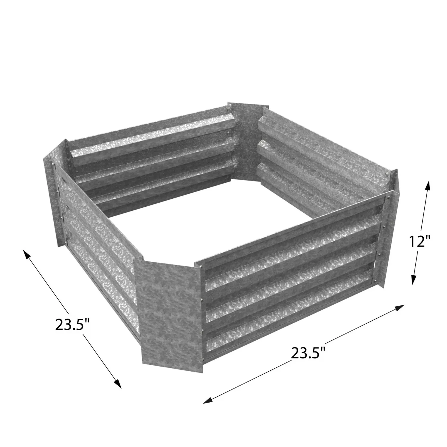 Pure Garden Galvanized Iron Raised Garden Bed and Plant Holder Kit 23.5