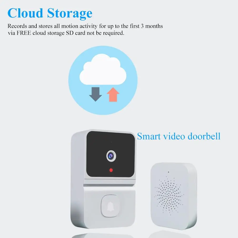 Kamera bel pintu nirkabel, kamera bel pintu Video pintar 2.4G WiFi dengan penglihatan malam, penyimpanan Cloud Video HD dengan Audio 2 arah