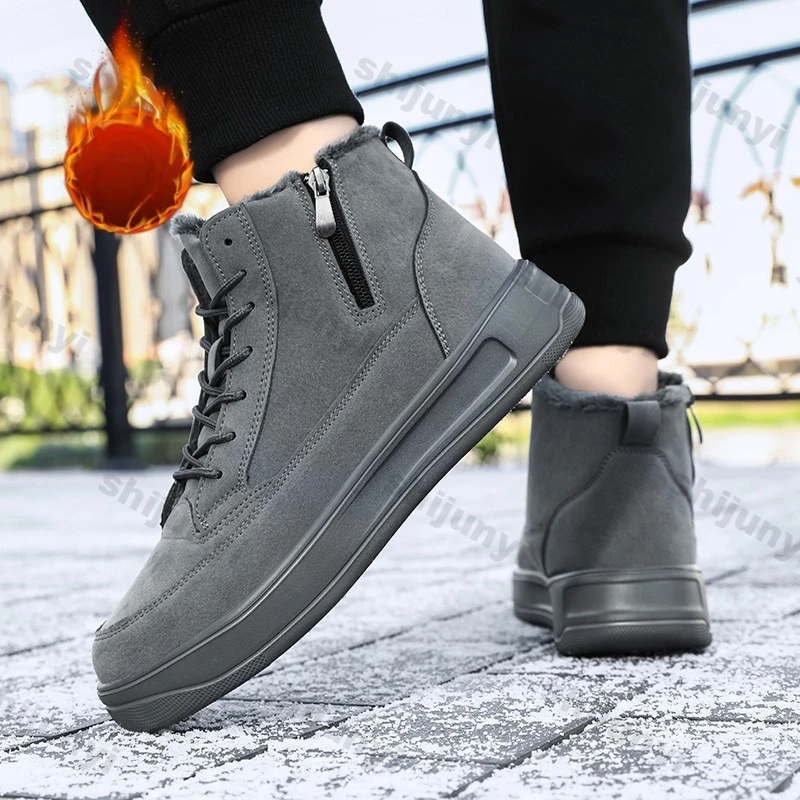Men Snow Boots Winter New Plush Cotton Shoes Cold Snow Resistant Cotton Boots Couples Outdoor Casual Shoe Fashion Short Booties image 4