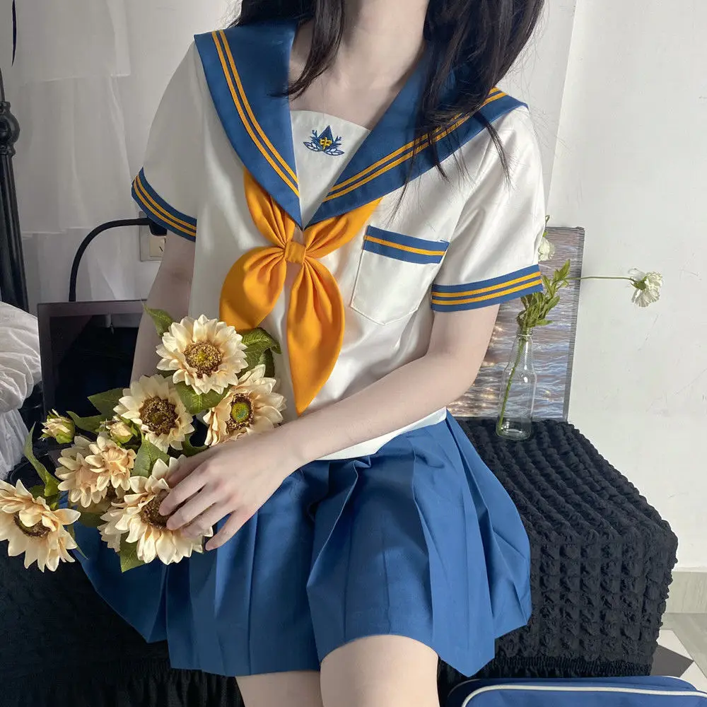 

Japan JK Uniform High School Student Seifuku Japanese School Sailor Outfit Korean College Women Sailor Suit Girls Pleated Skirt