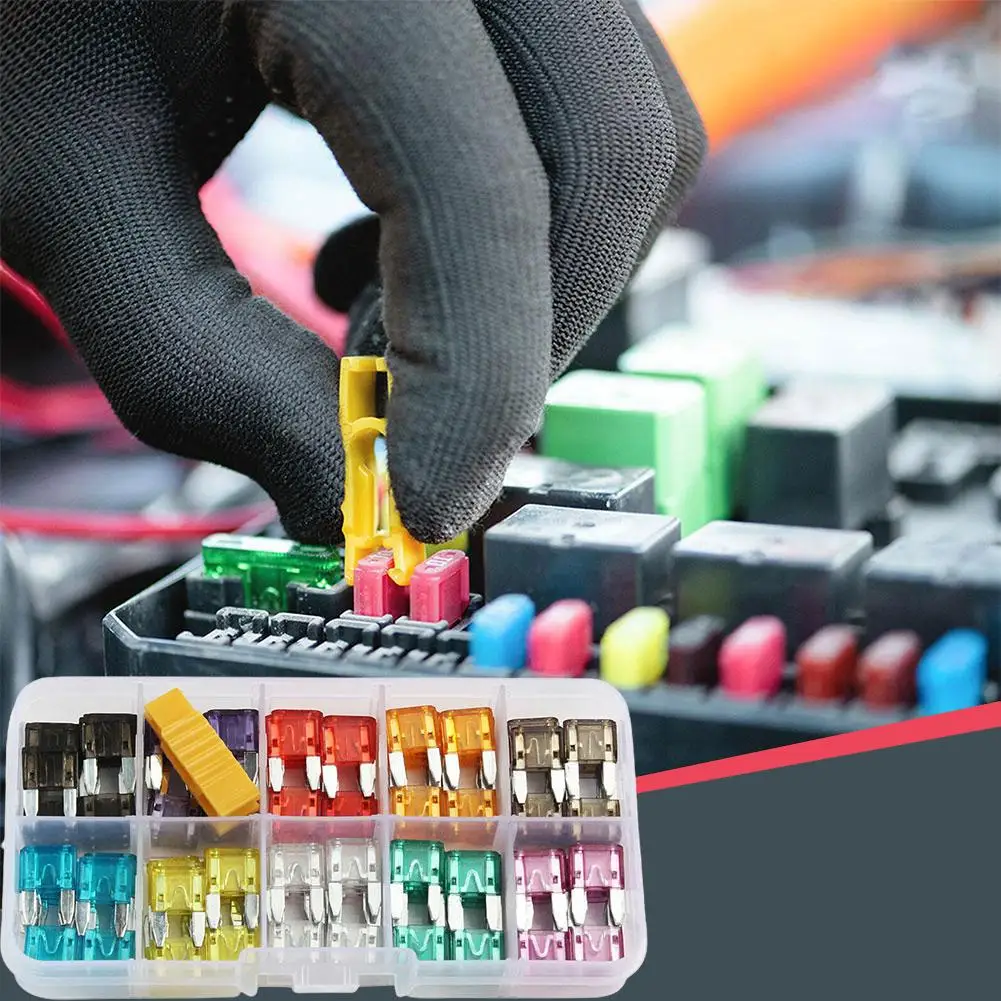 50/120Pcs Car Fuse Assortment Kit, 10 Size Mini Fuses Automotive Auto Replacement for Car, RV, Boat, Marine, Motorcycle, Truck