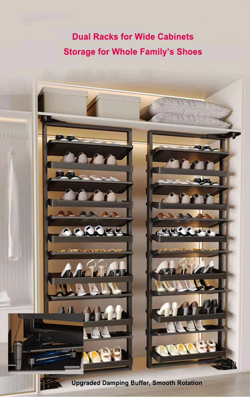 New Rotating Shoe Rack Aluminium Alloy Ultra-Thin 90 Side Mount Flip Detachable Design Large Capacity Home Shoe Cabinet