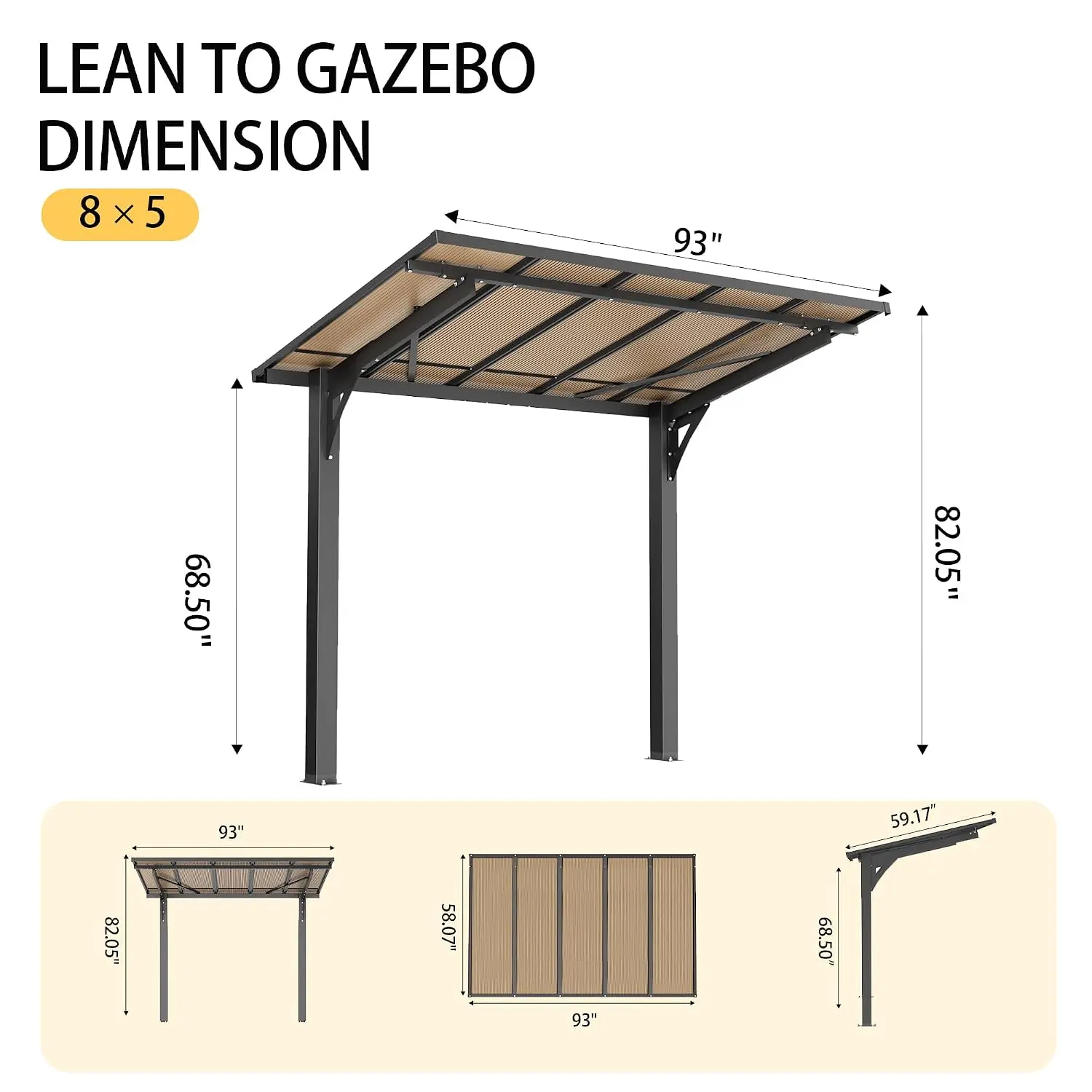 8' x 5 FT Grill Gazebo Outdoor Pergolas for Patios, Free Standing, Customized