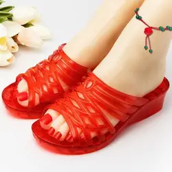 2024 Summer Women Sandals Jelly Shoes Ladies Plastic Transparent Outdoor Slippers Women Non-slip Beach Shoes Wedges Slippers