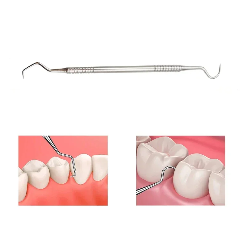 

1/5Pcs Dentist Double Ends Stainless Steel Teeth Clean Hygiene Explorer Probe Hook Pick Dental Instrument Tools