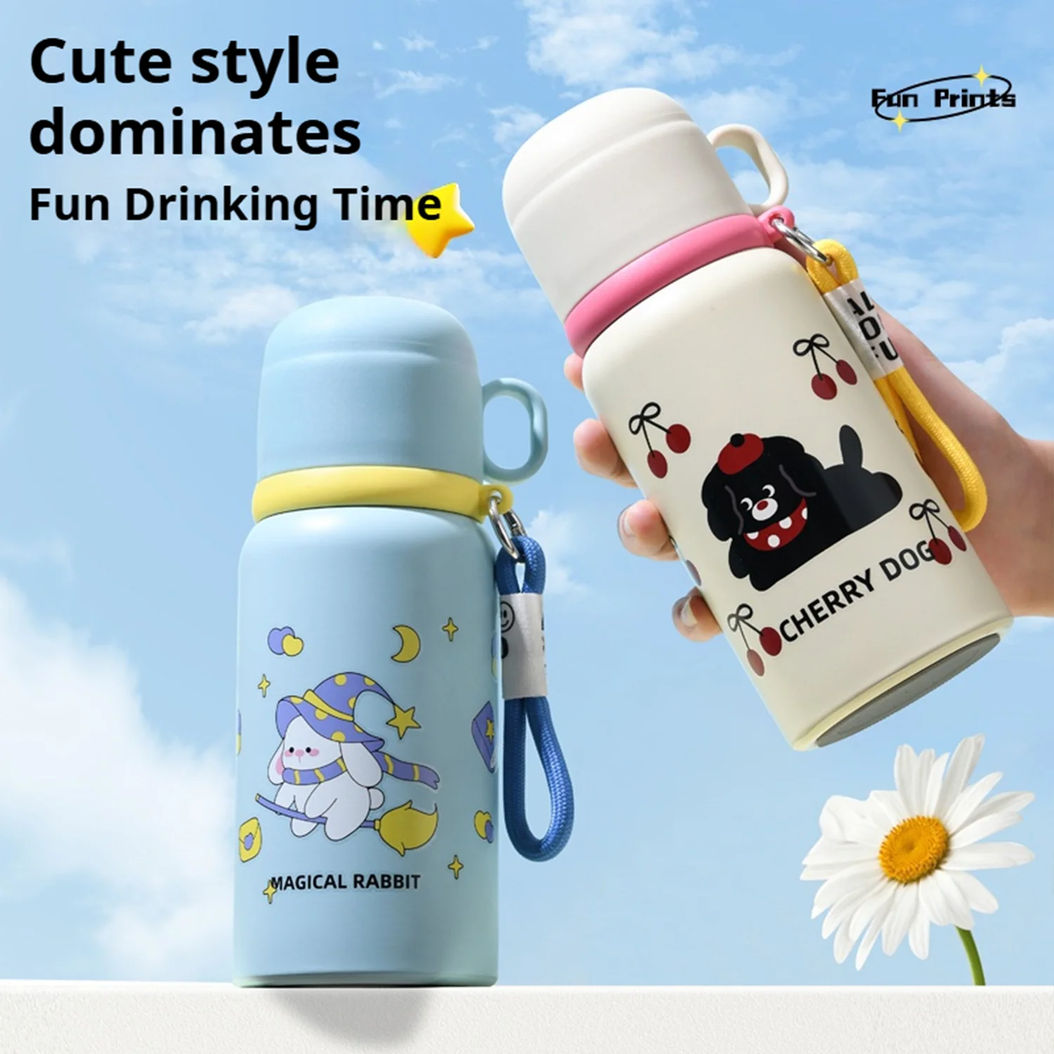 

1pc 550ML large-capacity children's thermal insulation and cold water cup, 316 stainless steel with lid birthday gift