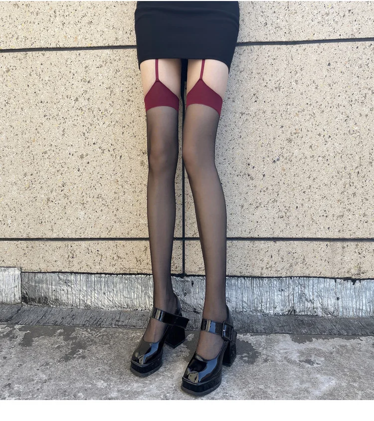 Punk Sexy Damen Lange Strümpfe Vergnügungsorientierte Enge Club-Party Elastische Strumpfhose Strapsstrümpfe Laufmaschenresistente Overknee-Strümpfe – Detail 5