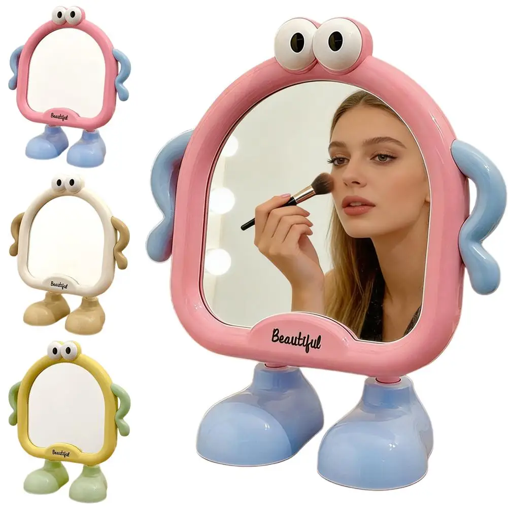 Desktop Makeup Mirror Solid Color Simple Portable Handheld Makeup Mirror Foldable Cute Makeup Mirror