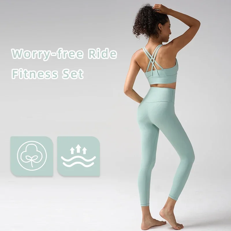 Sexy Solid Color 2 Piece Yoga Set High Waist Leggings & Sports Bra Gym Suit Gym Running Fitness Workout Women Sportwear👍️🏃‍♀️