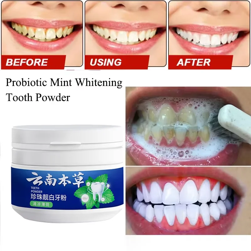 Dentes branqueamento em pó creme dental branqueamento remover manchas de placa dentária limpeza higiene oral fresco mau hálito cuidados com os dentes