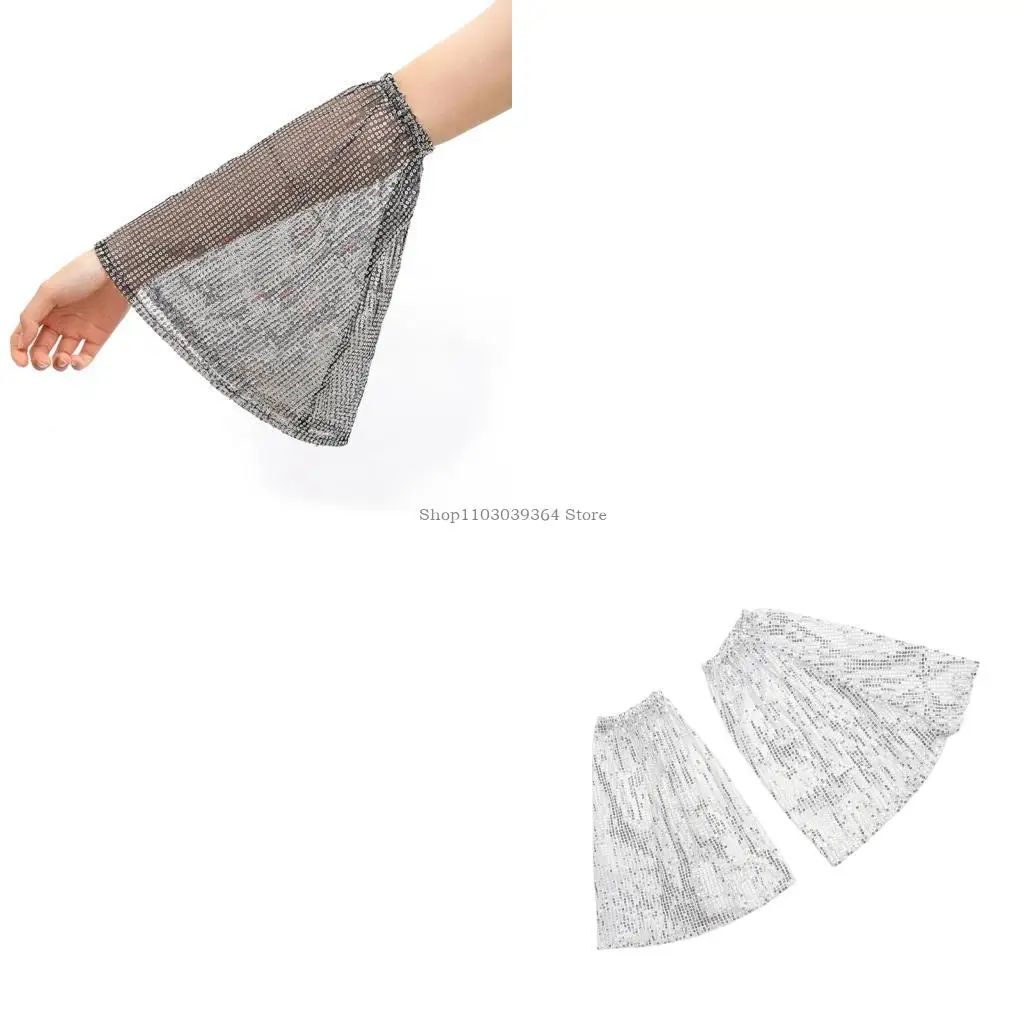 Gants à bras évasé des manchettes à poignets élastiques à paillettes pour l'usure fête Noël