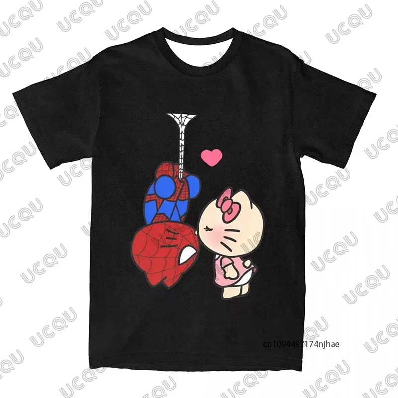 الأطفال رياضية الرجل العنكبوت وهالو كيتي طباعة تي شيرت منامة فستان أطفال مع سروال داخلي زوجين دعوى عادية الاطفال/الكبار الملابس 2 قطعة وتتسابق